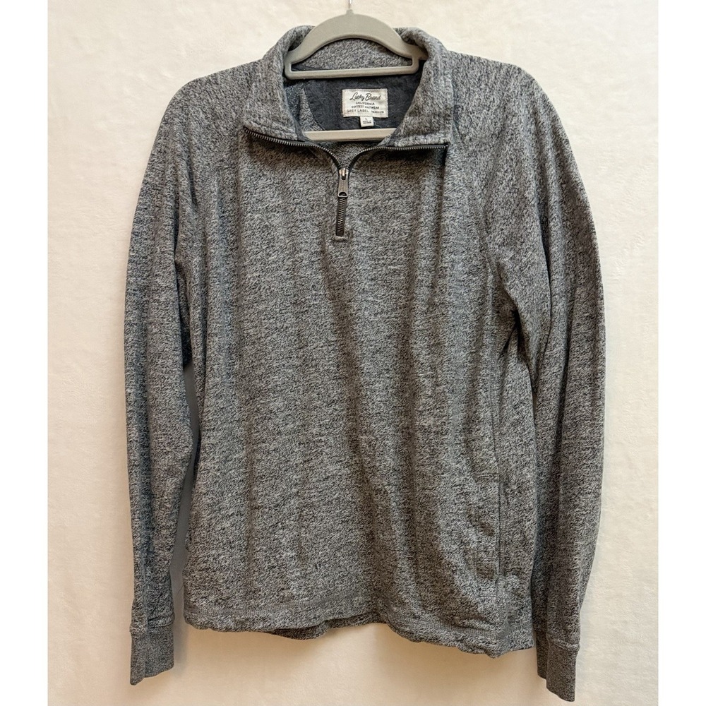 Lucky Brand Softest Knitwear Grey Label Gray 1/4 Zip Sweater Mens L Gorpcore